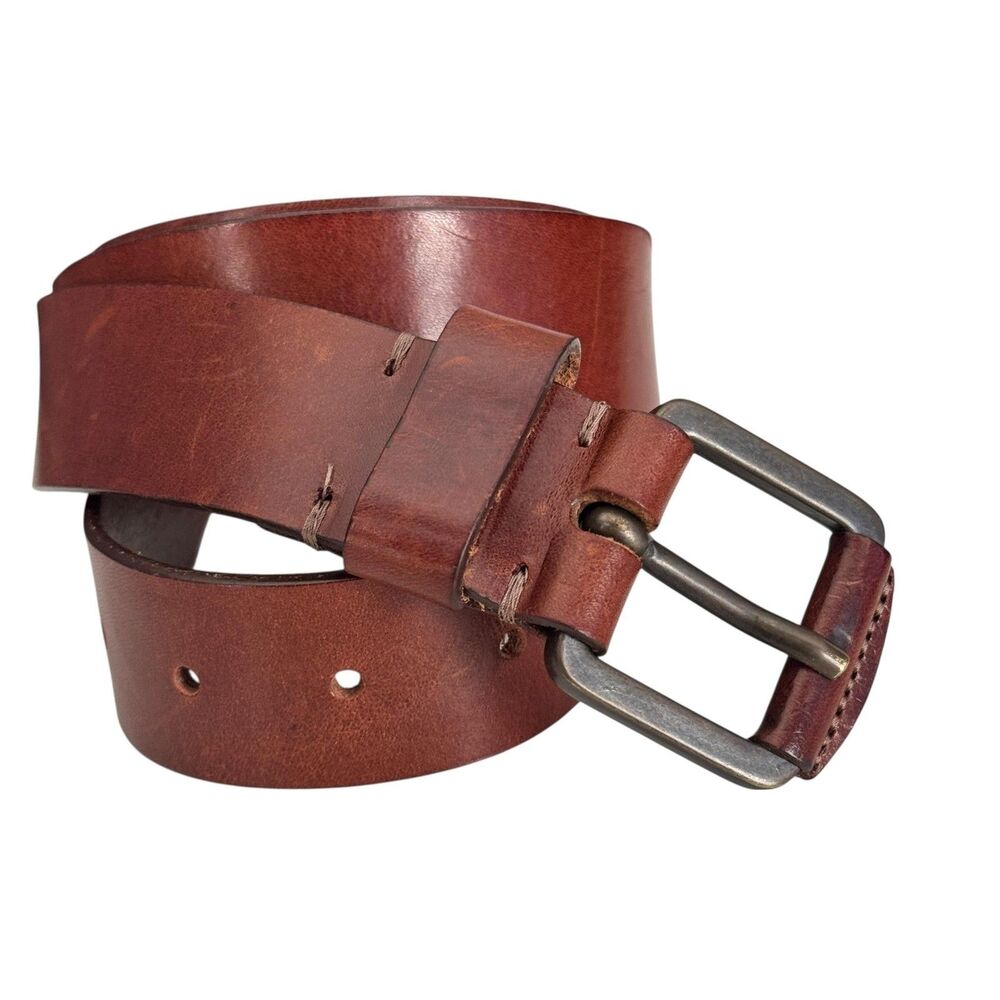 Mara Giordani Belt Mens Size 40 Brown Leather Handmade Italy Dress Classic